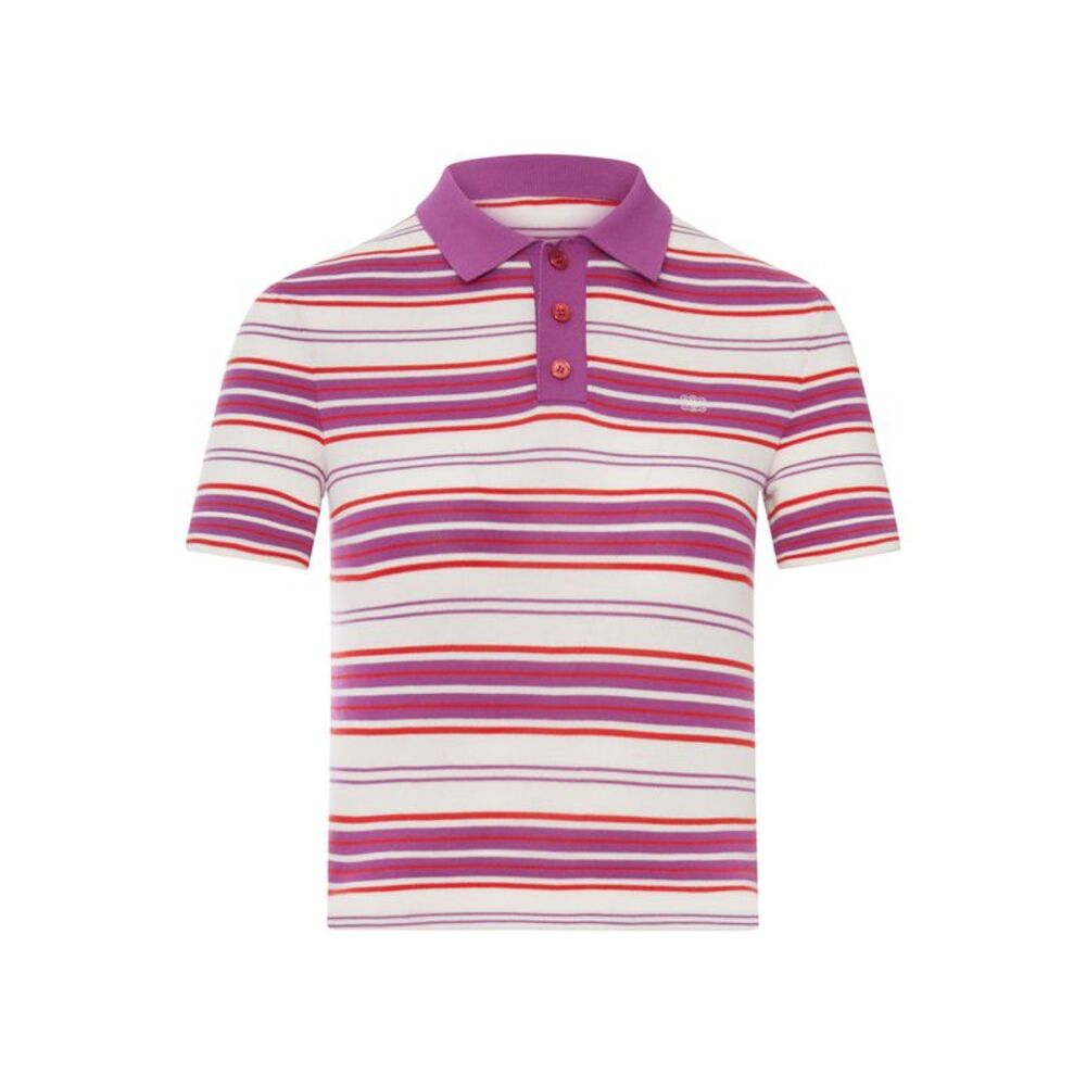Celine Women Striped Cotton Polo Shirt